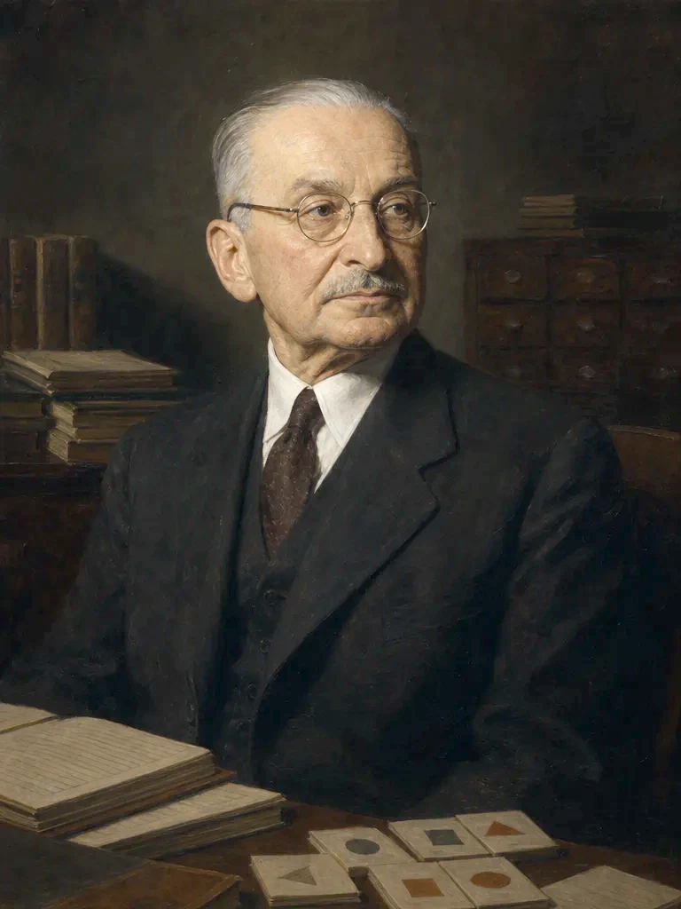 AI-generated creative historical interpretation of Ludwig von Mises in a dark suit and round glasses at a dim seminar desk.